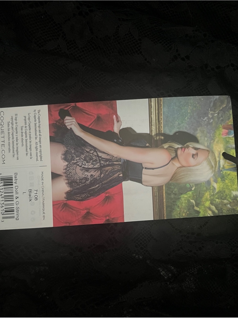 Coquette Black Lace Chemise with Satin Waist Tie - Picture 2 of 2